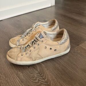 Golden Goose Beige Glitter Star Sneakers